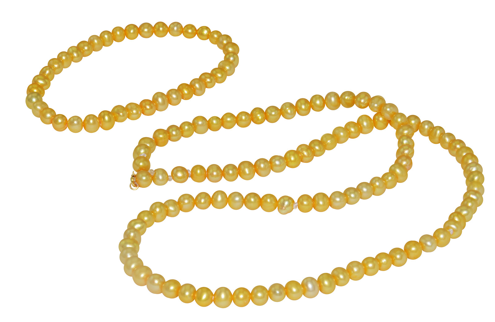 Vera Perla 18K Gold 4-5mm Golden Pearl Strand Necklace & Elastic Bracelet 