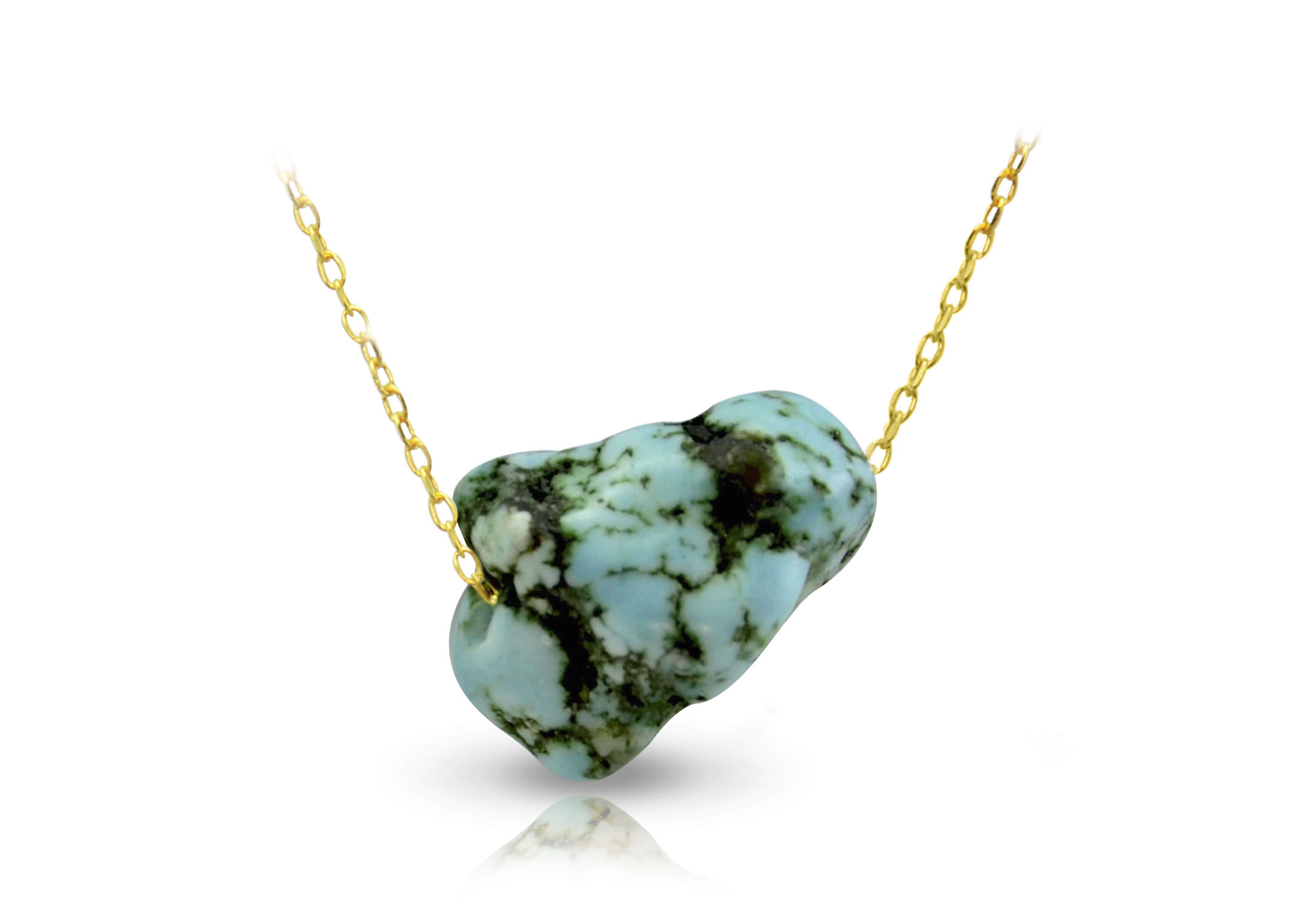 Vera Perla 18K Gold Turquoise Nugget Necklace